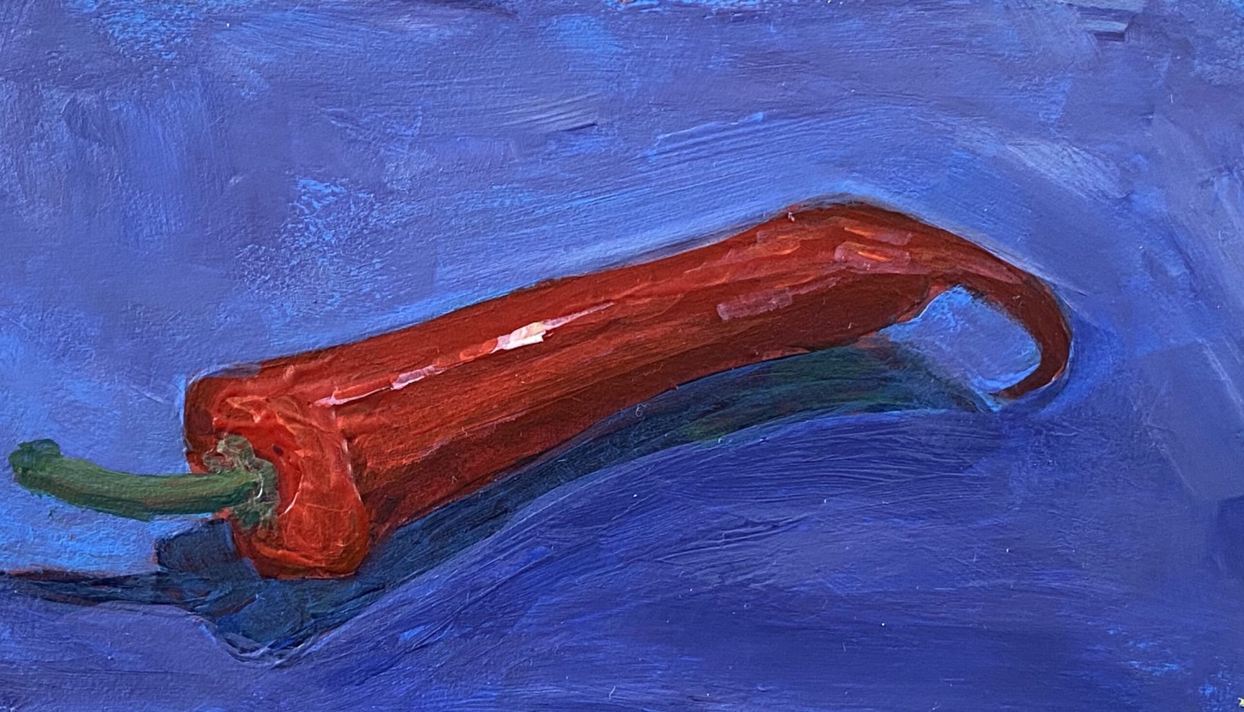Red Pepper, olieverf op paneel, 7x12 cm